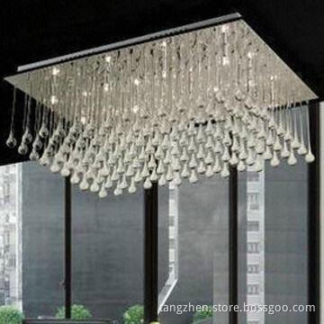 Modern Simple Glass/Crystal Drop-shaped Ceiling Light for Bedroom/Living Room/Dining Room, Rectangle